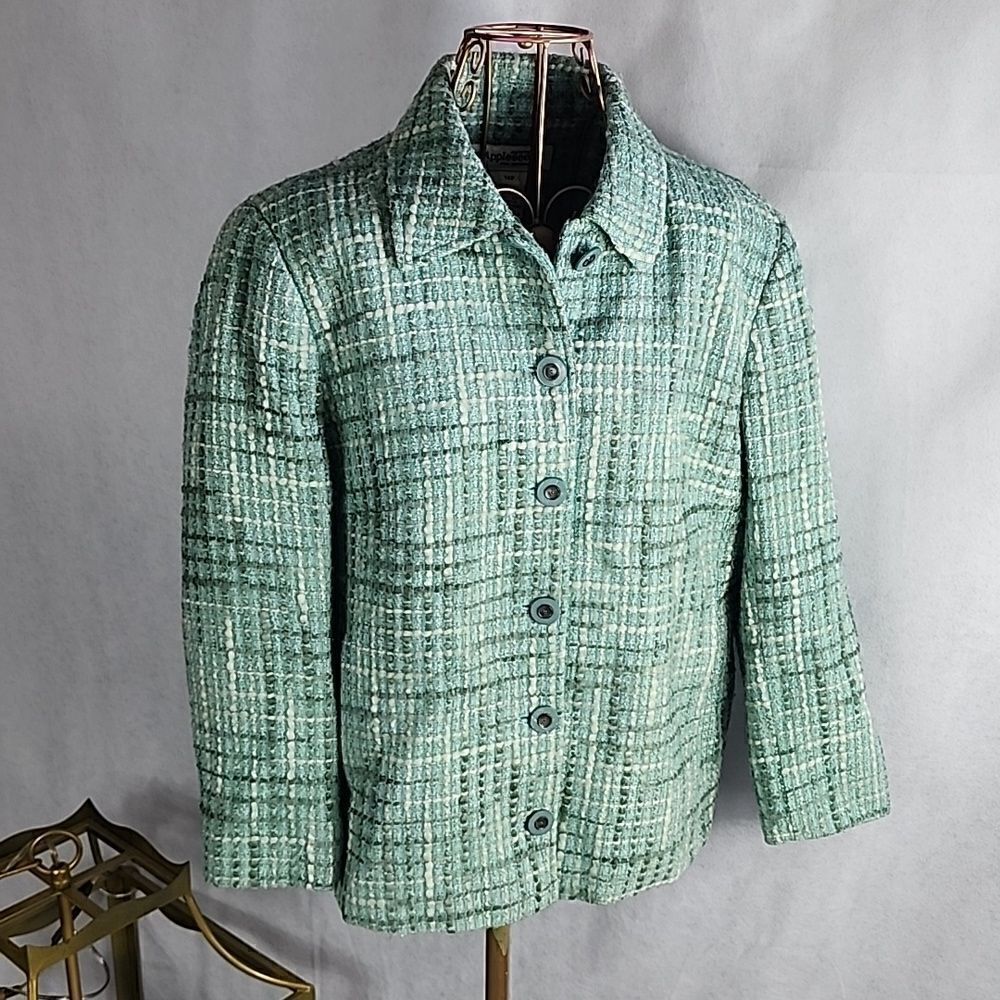 Vintage Aqua Tweed Wool Blend Jacket